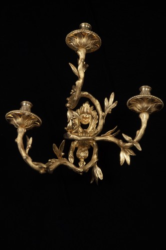 XIXe siècle - Suite de 4 appliques en bronze doré, Italie fin 19e