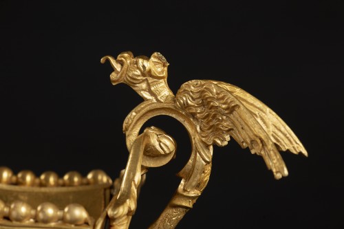 Antiquités - Petit Jardiniéèe en bronze doré et onyx