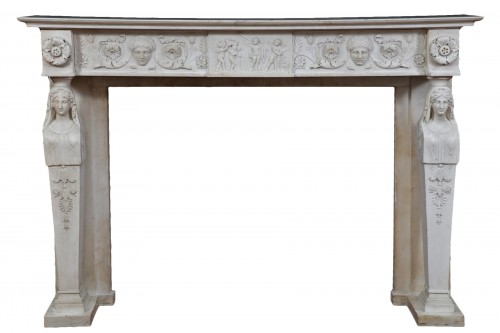 Marble Neoclassical fireplace, Italy late 18th century