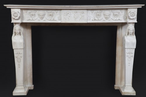 XVIIIe siècle - Cheminée néoclassique en marbre, Italie Fin 18e
