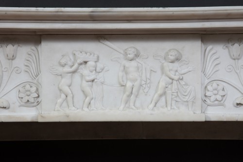 Antiquités - Cheminée néoclassique en marbre, Italie Fin 18e