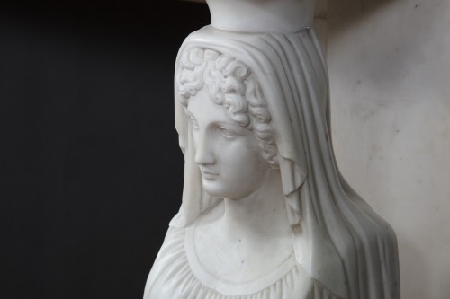 Antiquités - Cheminée néoclassique en marbre, Italie Fin 18e
