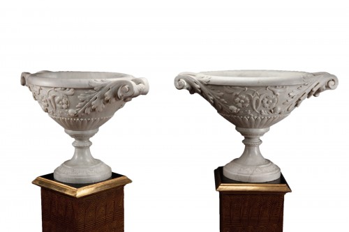 Pair marble vases