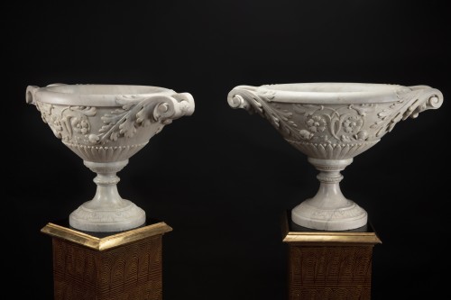 Paire de vases en marme blanc - Objet de décoration Style 