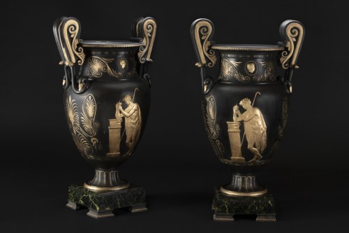 Antiquités - Paire de vase en bronze, fin 19e siècle