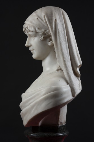 Antiquités - Buste de femme en marbre - C. Lapini Florence 1888