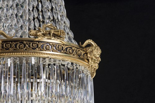 Lustre fin 19e siècle en  bronze et cristal - Galerie Francesco De Rosa