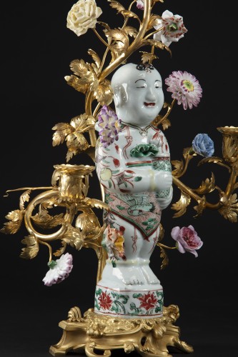  - Candelabra in porcelain and gilded bronze
