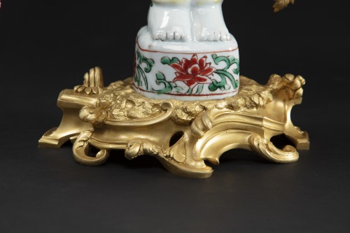 Antiquités - Candelabra in porcelain and gilded bronze