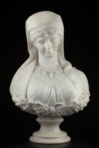 Cesare Lapini (1848 – c. 1890) - Buste de jeune fille - Sculpture Style 