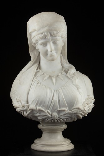 Antiquités - Cesare Lapini (1848 – c. 1890) - Buste de jeune fille