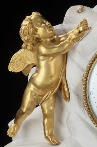 18th century - French Louis XVI white marble clock