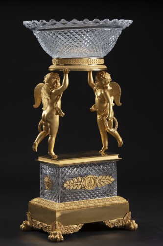 Objet de décoration Cassolettes, coupe et vase - Centre de table bronze et cristal