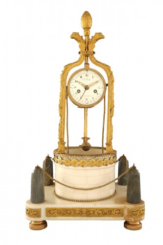 Rousseau and Voltaire thermometer clock, Paris circa 1778 - Ref.96685