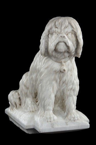 Carrara marble sculpture depicting a dog - 