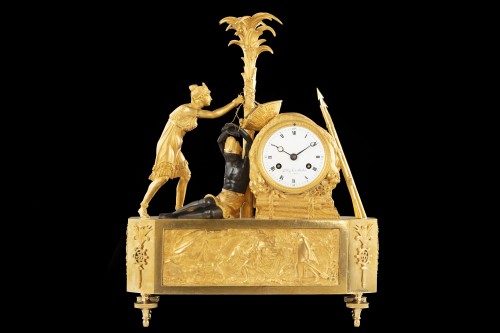 Atala et Chactas - Pendule Empire en bronze doré - Horlogerie Style Empire