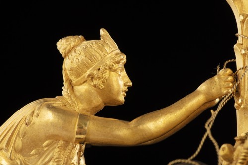 Antiquités - Atala et Chactas - Pendule Empire en bronze doré