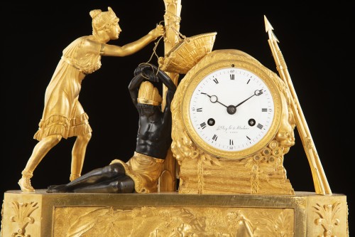 Antiquités - Atala and Chactas - French Empire gilt bronze Pendule