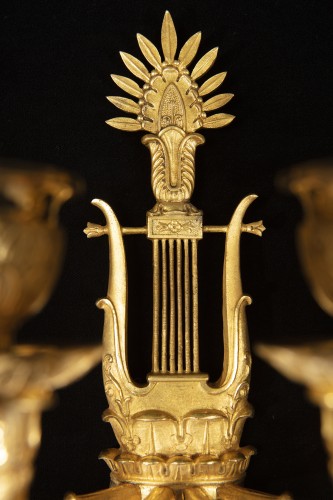 XIXe siècle - Ensemble de quatre appliques en bronze  d'époque Empire
