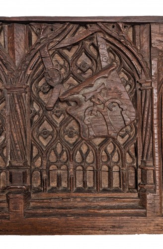 Panneau de coffre à décor marial du XVe siècle - Moyen Âge