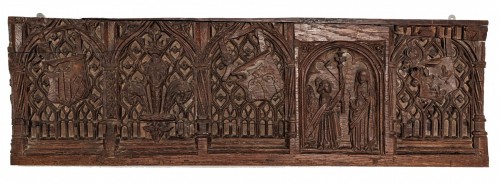 Moyen Âge - Panneau de coffre à décor marial du XVe siècle