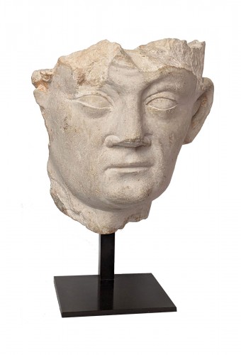 14th century limestone head of a man
