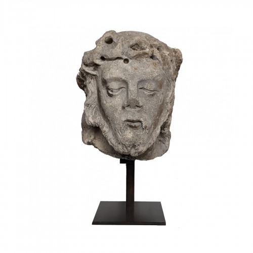 Head of Christ in limestone, Lorraine , XVI th c.