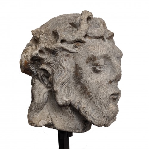 Antiquités - Head of Christ in limestone, Lorraine , XVI th c.