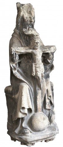Throne of Grace or Trinity in limestone circa 1500 - Sculpture Style Renaissance