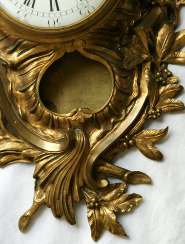 Horlogerie Cartel - Cartel en bronze doré d'or moulu d'époque Louis XV - Mécanisme du XIXe