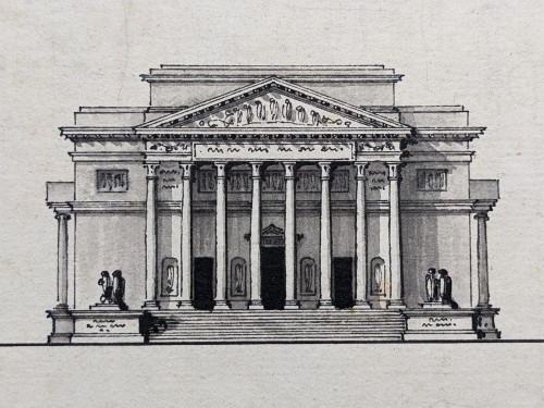 Architecture drawing 1770-1780 - Project for a cathedral or abbey church - Paintings & Drawings Style Louis XVI