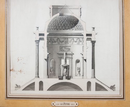 Paintings & Drawings  - Project of octagonal building attr. to Antoine-François Peyre circa 1780