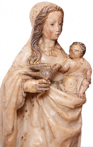 Virgin and Child in alabaster c. 1500 aragonese or burgalese school - 