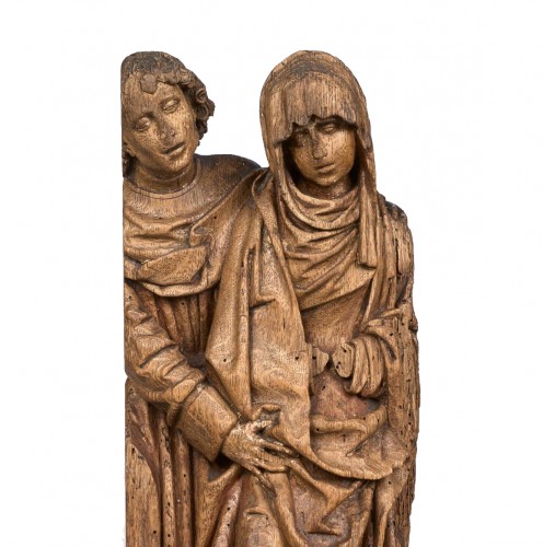 Fragment de retable en chêne, Brabant fin XVe siècle - Sculpture Style Moyen Âge