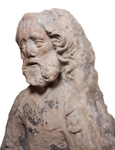 Haut-relief représentant un prophète assis, XIVe siècle - La Sculpture Françoise