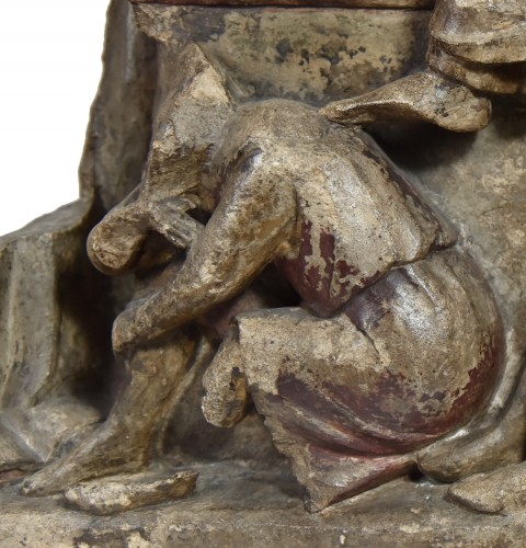 Sculpture  - Fragment of a limestone altarpiece representing the Resurrection around 130