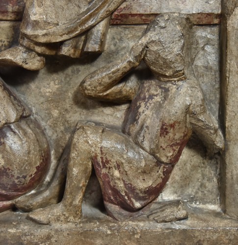 Fragment of a limestone altarpiece representing the Resurrection around 130 - 