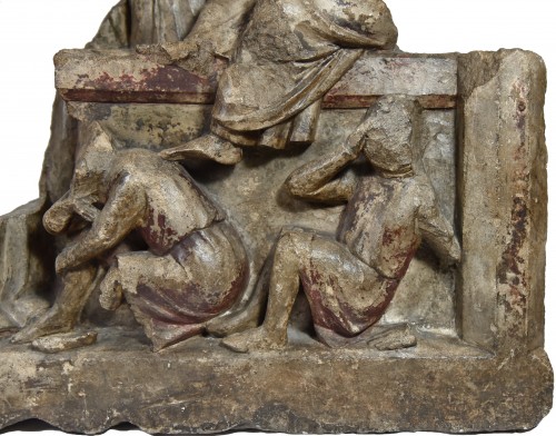 Fragment of a limestone altarpiece representing the Resurrection around 130 - Middle age