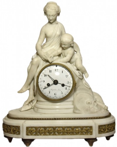 Louis XVI - Marble mantelclock attributed to Ignace or Joseph Broche circa 1780-1790