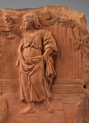 Preparatory terracotta relief representing a child preaching, early 18th ce - Sculpture Style Louis XIV