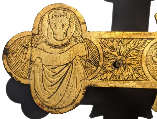 Croix de procession toscane en cuivre et bronze doré du XIVe siècle - La Sculpture Françoise