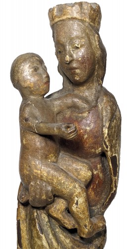 Polychrome wood Virgin and Child - Austria probably Salzburg circa 1500 - Sculpture Style Middle age
