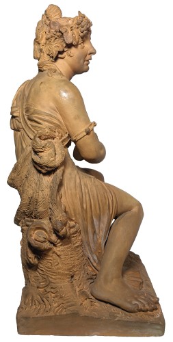 Figure de bacchante assise, terre cuite originale de Louis Delaville 1811 - Sculpture Style Empire