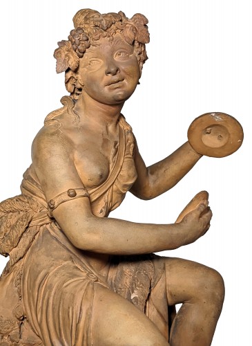 XIXe siècle - Figure de bacchante assise, terre cuite originale de Louis Delaville 1811