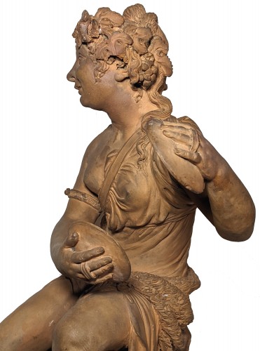 Empire - Figure de bacchante assise, terre cuite originale de Louis Delaville 1811