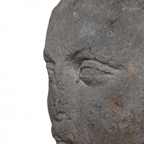 Sculpture  - 14th Century Limestone Head, Probably A King Of France