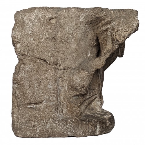 Chapiteau roman du XIIe siècle en calcaire - La Sculpture Françoise