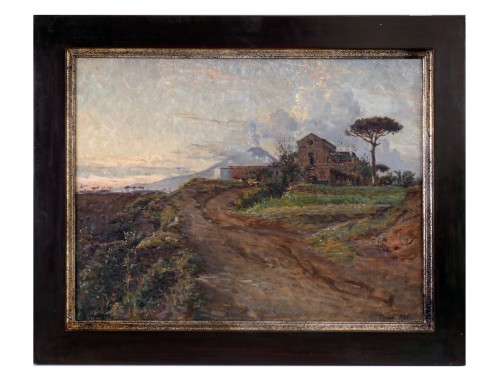 Paintings & Drawings  - JOHANSEN, Viggo (1851 - 1935) - View of the countryside near Pompéi with the vesuvius