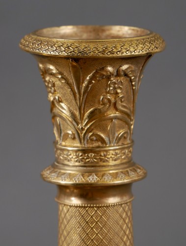 Four Charles X candlesticks in gilt bronze - Restauration - Charles X
