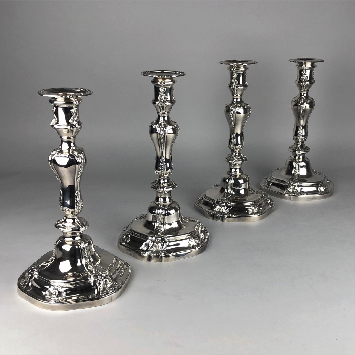 Four silver flambeaux of the Louis XV period, Bordeaux 1775 - Ref